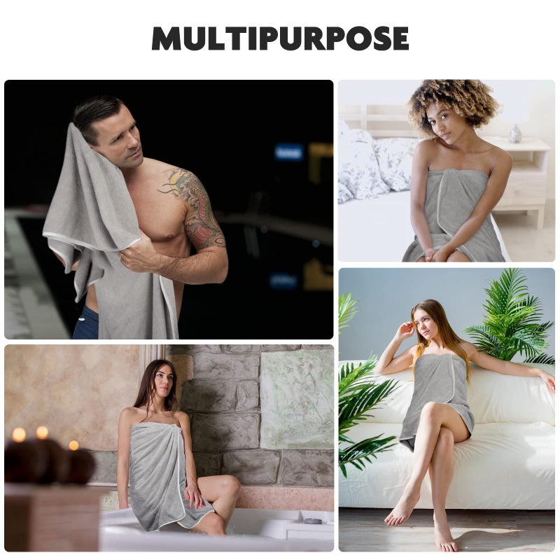 KinHwa Microfiber Bath Towel Large Bathroom Towel Absorbent Shower Towels Soft Bath Towels Large Size for Women Men Ideal for Spa, Swimming, Pool Light Gray 2 Pack 30inch x 60inch - Image 5